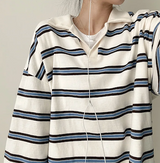 Cog color Dangara collar long sleeve tee 