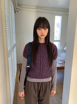シュールウールケーブル半袖ニット