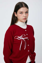 EIRIN WOOL CARDIGAN / RED