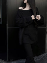 overfit mohair lips-neck knit (2color)