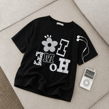 フラワー ホーム ハーフ クロップド ショートスリーブ Tシャツ (2 colors)