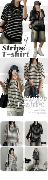 Metril Stripe Short Sleeve Knitwear