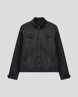 Kale Panel High-Neck Leather Jacket