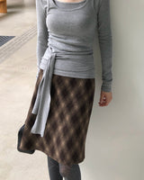 [ORIGINAL] Nouve Check Long Wool Skirt