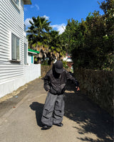 ワイドプリンティドカーペンターデニムバルーンパンツ