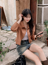 #Suede Collar Crop Jacket (3color)