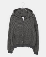 Bima Stripe Pocket Loose-Fit Long Sleeve Hoodie Zip-Up