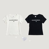 ワサップ レタリング ヒップムード ストレッチ ショートスリーブ Tシャツ(2 Colors)