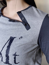 EXEOM DIAGONAL HENRY NECK LONG SLEEVE T