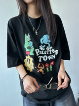 ケイキーカートゥーングラフィックピグメントパッチオーバーサイズTシャツ 2カラー