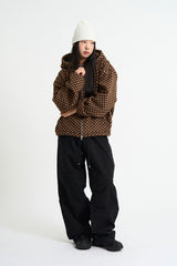 Dot fleece hood zip-up
