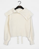 Hanel button off-shoulder muffler knitwear