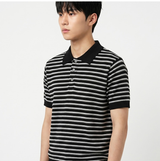 Stripe Crop Half Knit Black