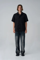 Short-sleeved nylon shirt - Black