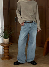 [Unisex] Wide stripe denim pants(2color)