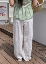 Summer Ivory Loose Cotton Wide Pants (3color)