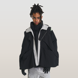RELABEL 23AW 取り外し可能なダブル前立てカラーブロックフード付きジャケット