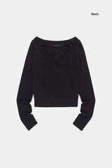 Olga deep V-neck crop long sleeve