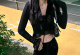 (HIP SHAPING/DATE LOOK) VELVET STRETCH DENIM LOW-RISE BOOTCUT