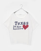ウェットオーバーサイズフィット オフショルダープリント半袖Tシャツ