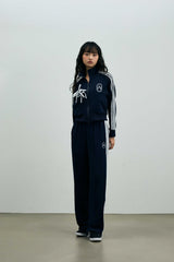 RIBBON JERSEY TRACK PANTS / NAVY