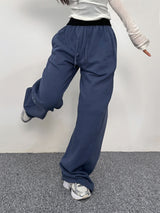 (UNISEX) DOUBLE-LINE STRING WIDE LOOSE-FIT FLEECE TRAINING PANTS - 6 COLOR