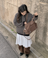 Milk Stripe Dangara Striped Hooded Knitwear