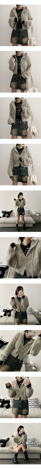 Toti Two Way Twisted Knitted Hooded Zip-Up Hoodie