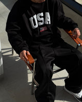 NOCELCOZY Applique USA Oversized Fit Sweatshirt 2 colors