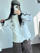 HIP TWO LINE NUMBERING LONG SLEEVE T-SHIRT💙🤍🖤3COLOR