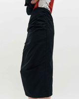 Draped Long Skirt _ BLACK