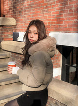 #Winter 2WAY Fur Hood Crop Padding (3color)
