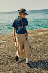 (W) A WESTERN CROPPED DENIM SHIRT