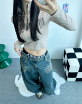 STRAP BALLOON WIDE DENIM🖤💙 - 2 COLORS