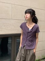 Musec Vintage Slim-Fit Layered Short Sleeve Cardigan