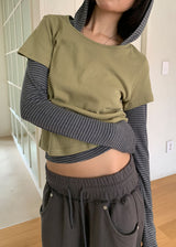 RIVET STRIPE HOOD TEE