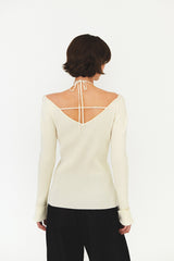V NECK STRAP KNIT