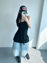 OFF-SHOULDER LAYERED SLIM DRESS🖤🩶 - 2 COLORS