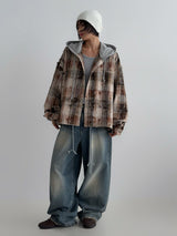 3 TAP Grunge Check Hood Jumper (2color)