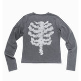 「Limited item」Lace Bone Angel Long Sleeve - Chacoal