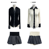 Lulu spandex ribbed flare knit skirt (2 colors)