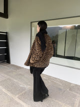 High-End Leopard Suede Fur Jacket
