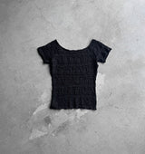 Ripple Wrinkle Boat Neck Tee