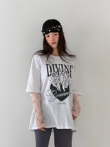エンジェルレースレイヤードTシャツ