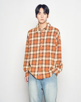 25FW DISTRESSED CHECK COTTON SHIRT ORANGE