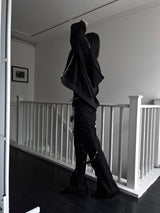ユニーク ストラップカーゴブーツカットパンツ