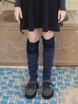 レースレイヤーオーバーニーソックス / navy