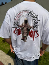 ゴーテッドブレスカッティングオーバーサイズTシャツ(ホワイト)