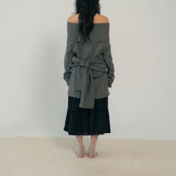 OFF SHOULDER TIED TOP (CHARCOAL)