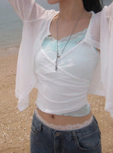 Roger Layered Lace Color Matching Mesh Sleeveless